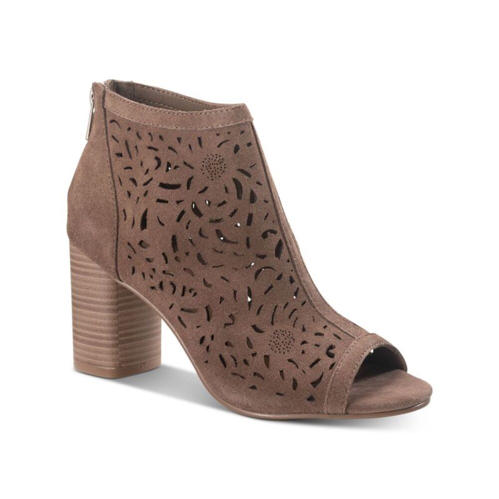 AMERICAN RAG Womens Beige Glia Round Toe Block Heel Leather Shootie 5.5 M